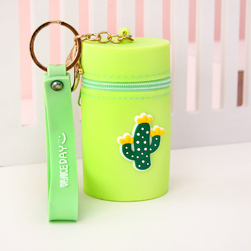 Wholesale Mini Portable Silicone Bucket Storage Bag Coin Purse Keychain